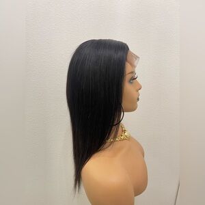 12” Straight Virgin Human Hair 4x4 Lace Closure Wig Layered with Natural Ends